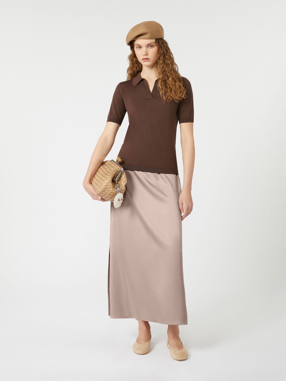 Angelo satin calf skirt - powder Skirts MaxMara - Weekend