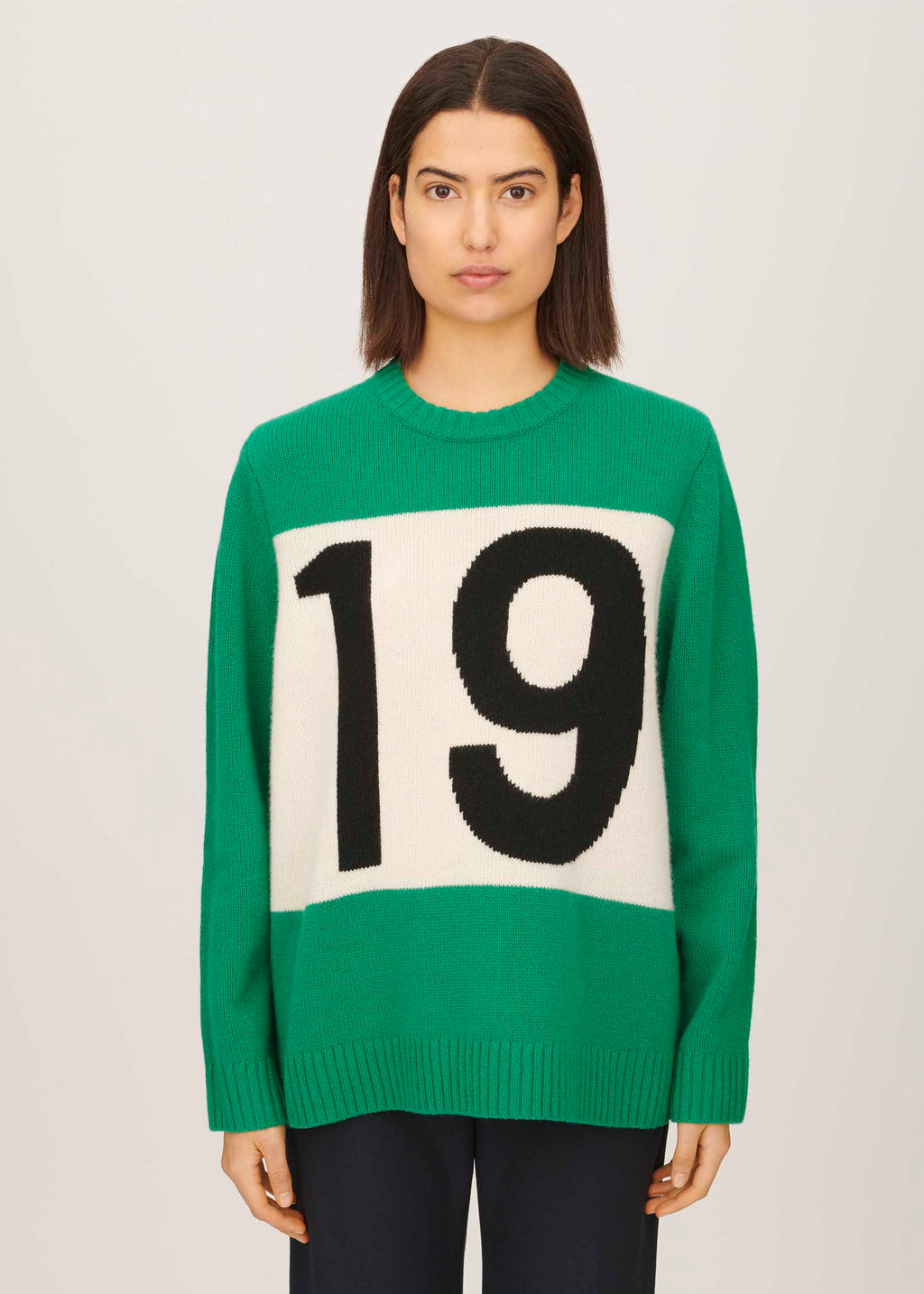 Bella freud new era 1970 jumper green Bella Freud Knitwear – Pampas