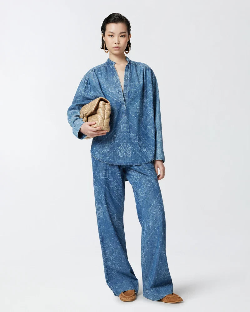 Bengasi bandana print blouse - denim Blouse Pinko