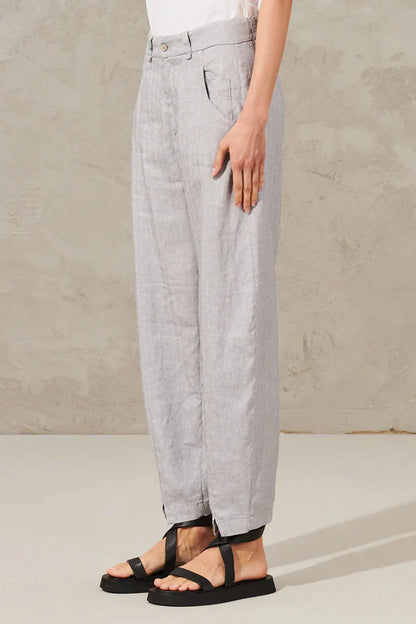 Cfdtrwg161 - comfort fit trousers in herringbone linen
