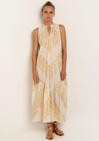 Cotton classic triangle dress - natural/ gold Dresses GREEK