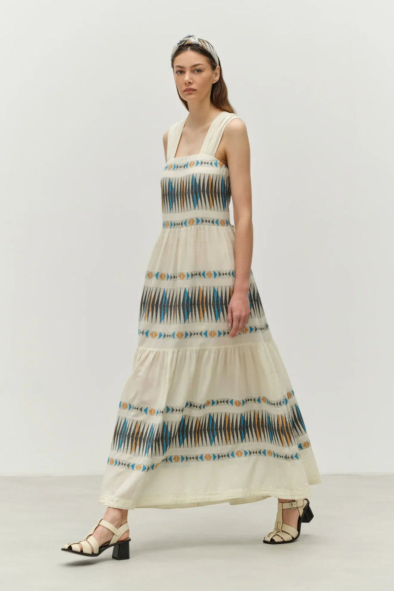 Devotion twins elegant long dress - blue / camel Dresses