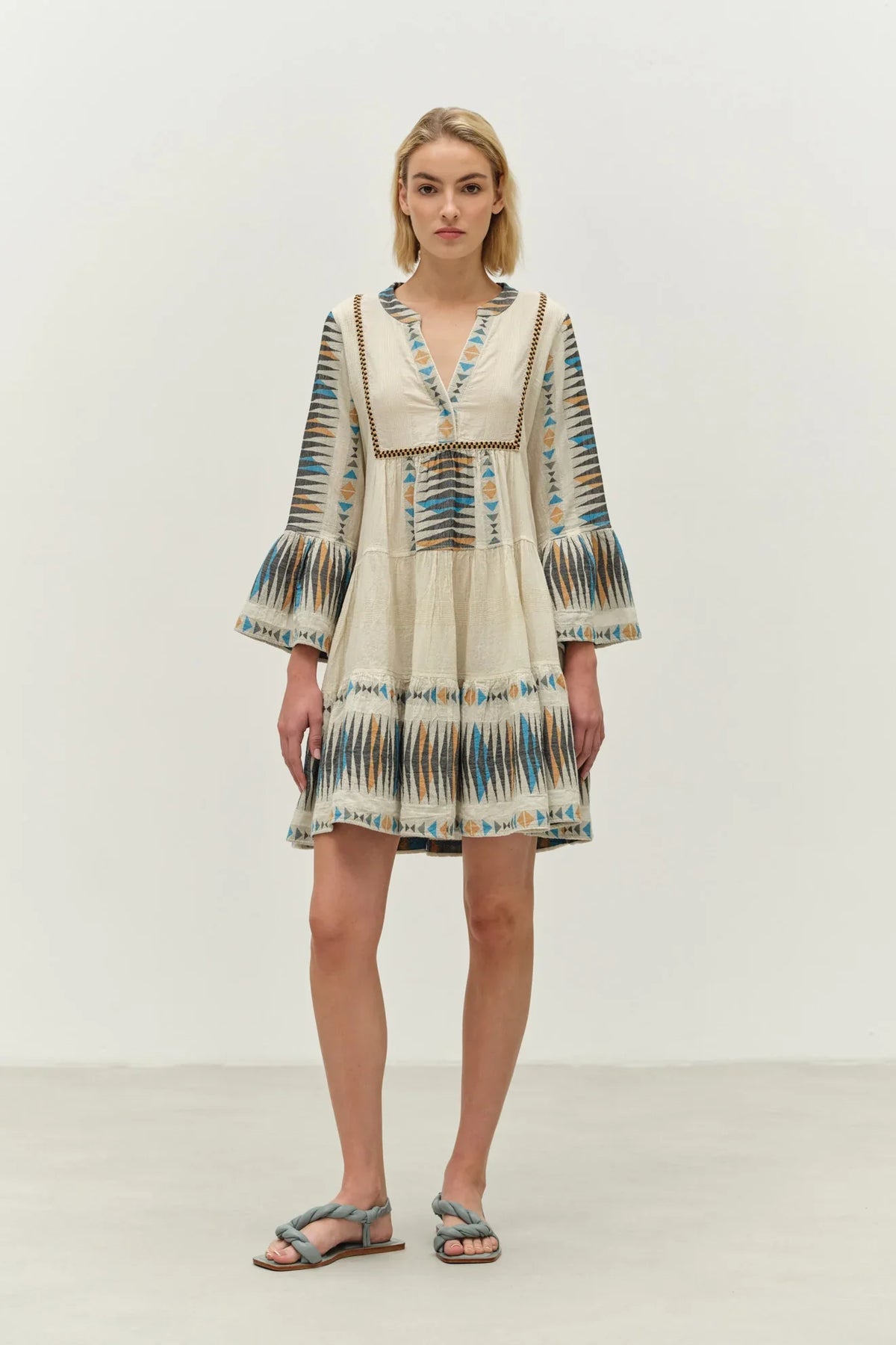 Devotion twins paradise short dress - blue / camel Dresses