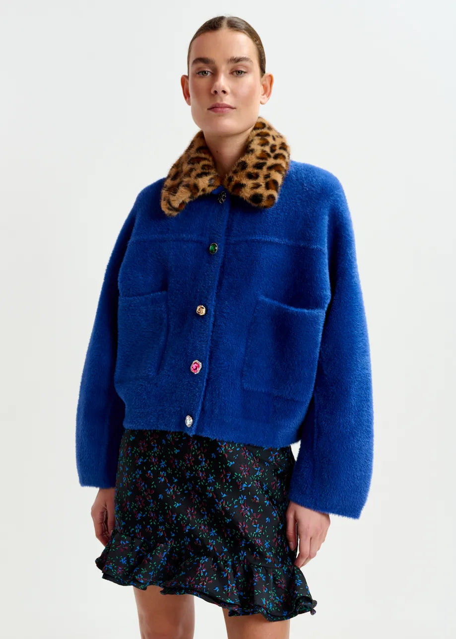 Essentiel antwerp intention cardigan with removable faux