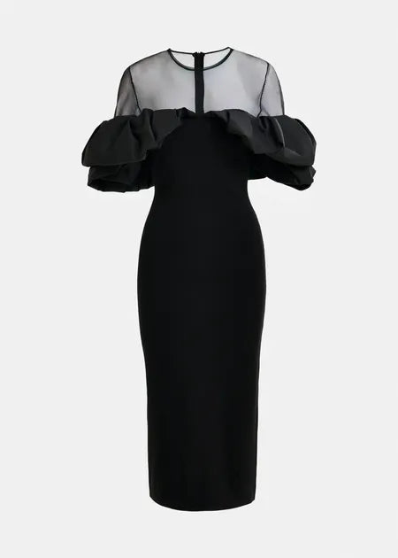 Essentiel antwerp isatis sheer yoke midi dress