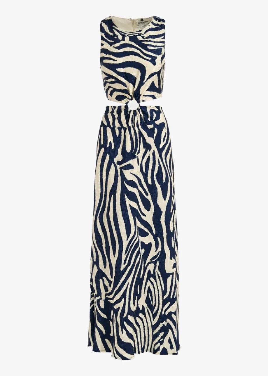 Fiora maxi - length dress with zebra print - navy blue