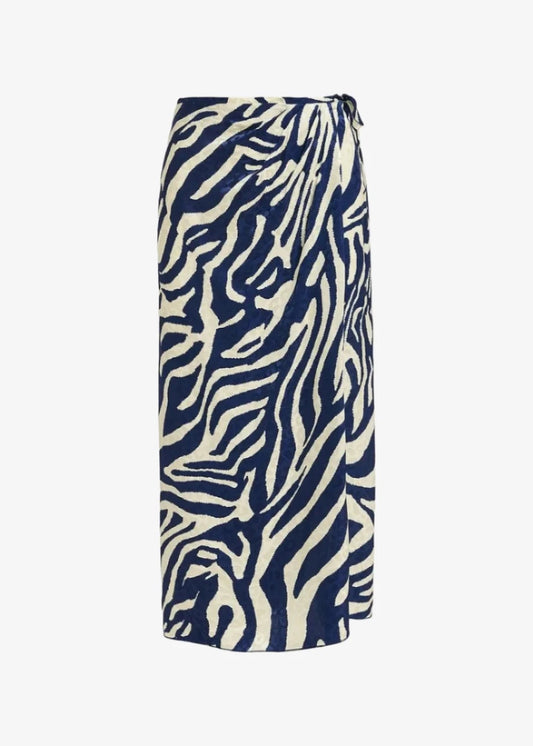 Flavia zebra - print midi wrap skirt - navy blue