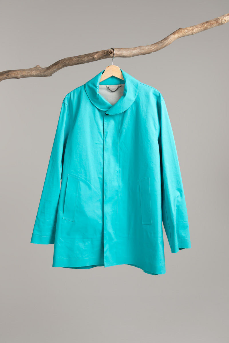 Article 23 | Shawl Collar | Turquoise – Handmade in Scotland, Hancock Archive