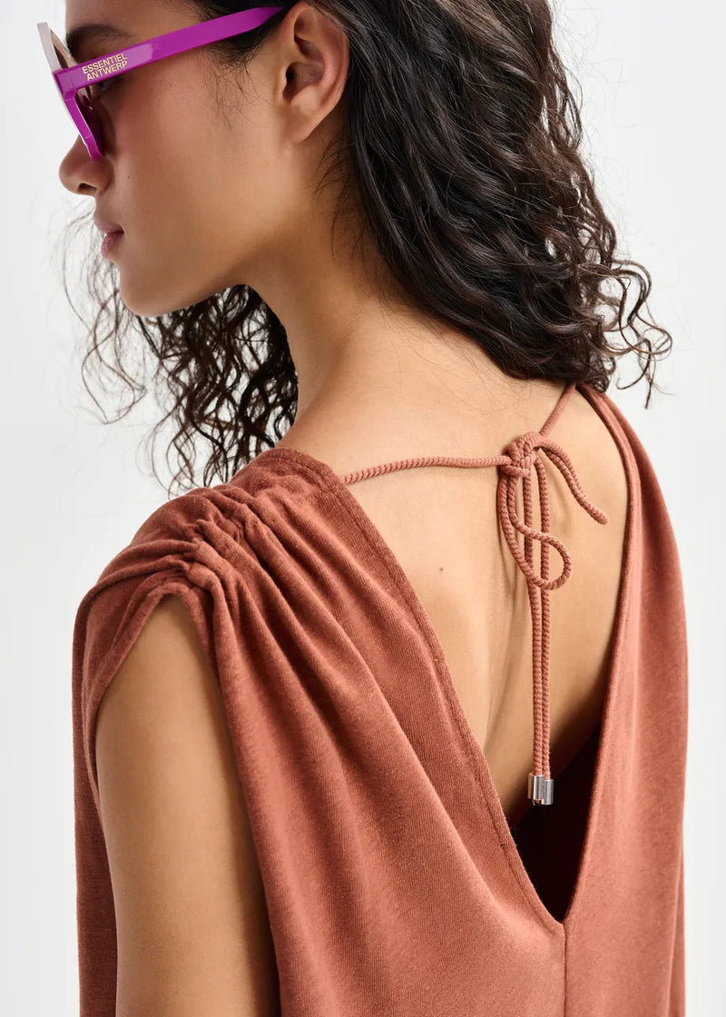 Haran sleeveless cotton-linen blend maxi dress - brown