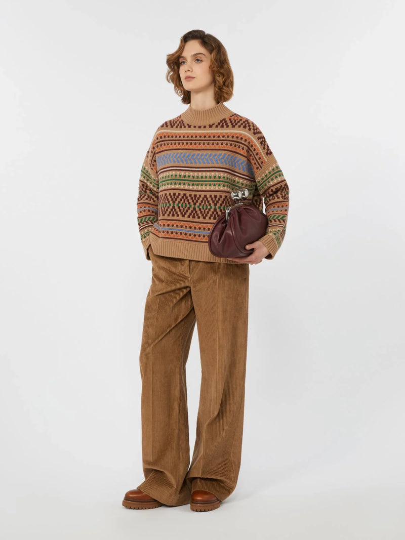 Max mara weekend festoso wool jacquard jumper - camel