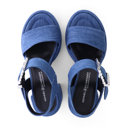 Mila plateau sandal blue/silver Shoe Kennel & Schmenger