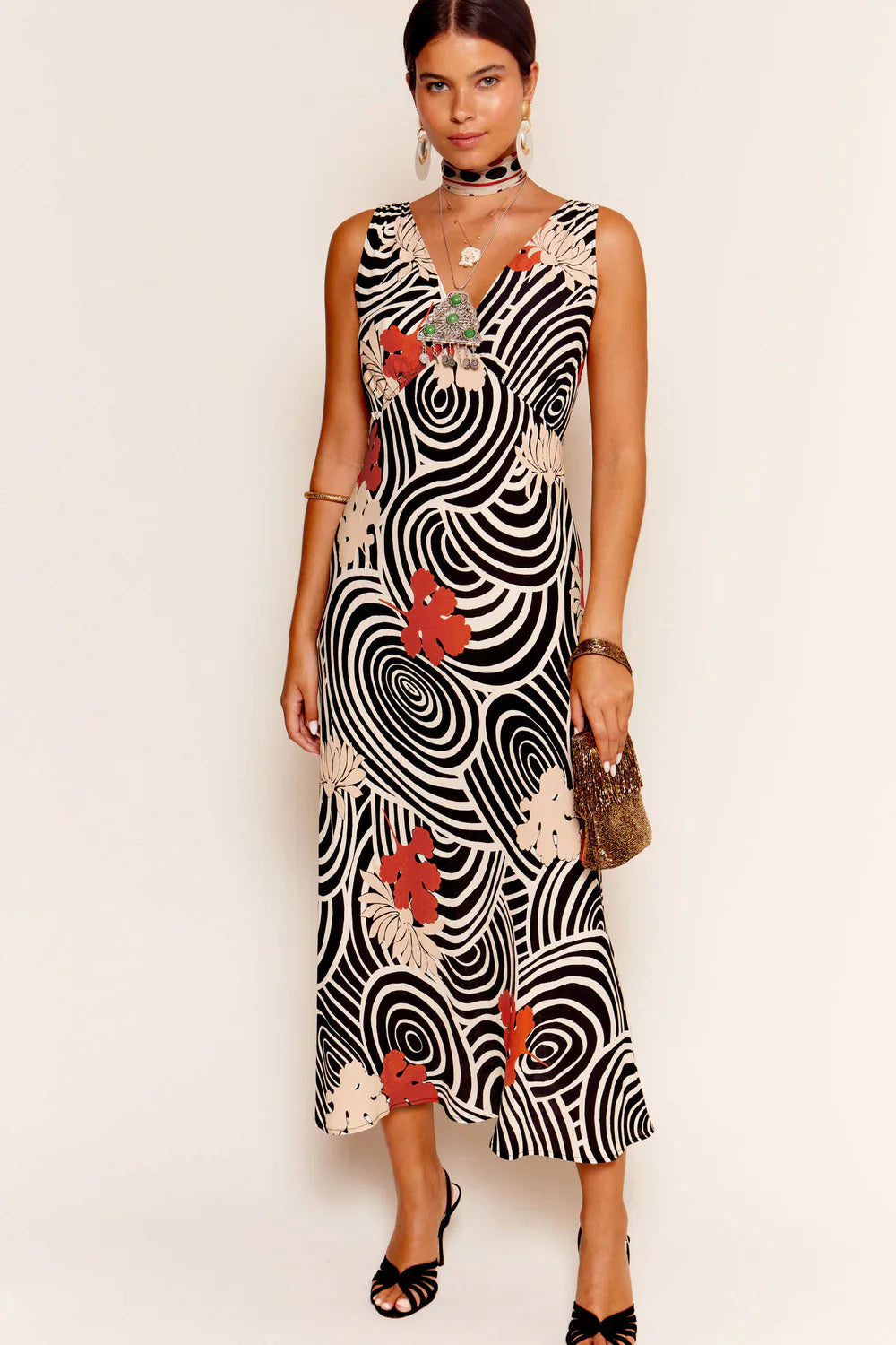 Sandrine dress swirl daisy black