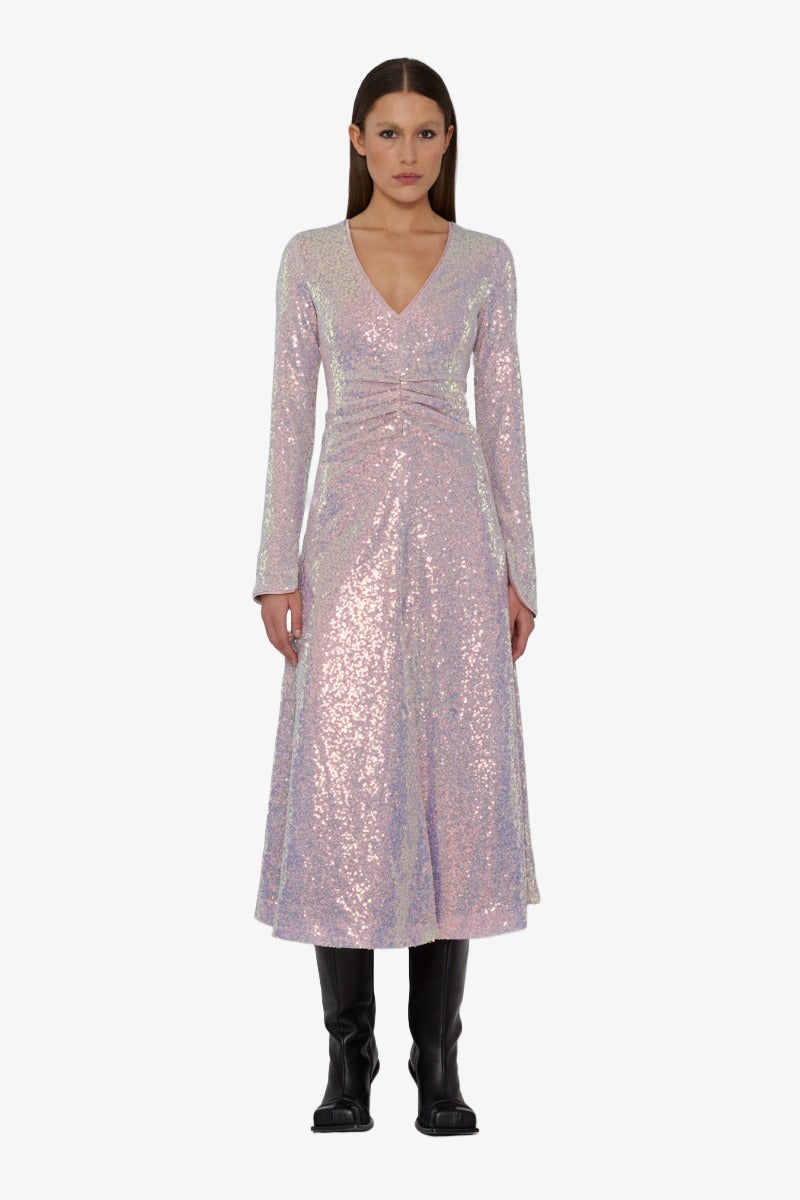 rotate birger christensen pink sequin dress ROTATE BIRGER CHRISTENSEN Rotate Mini Dress Maxi Sequin in Pink