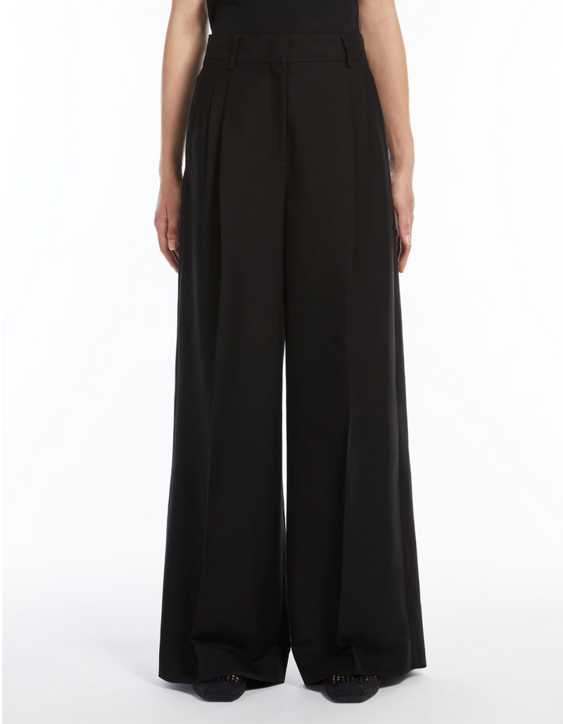 Viscose and linen wide trousers - black Trousers MaxMara