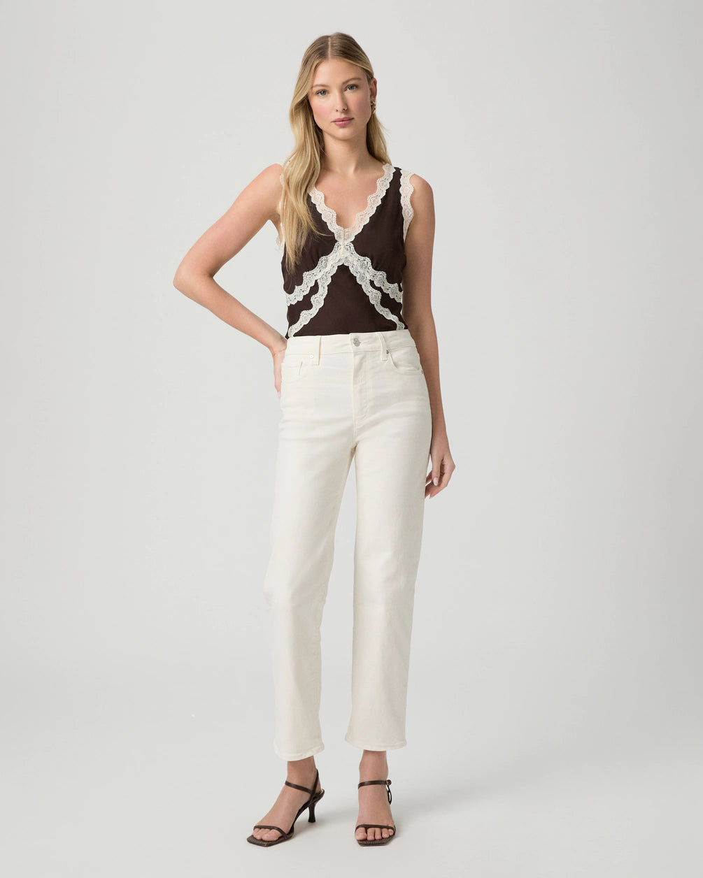 Paige stevie ankle straight jean - cream cloud