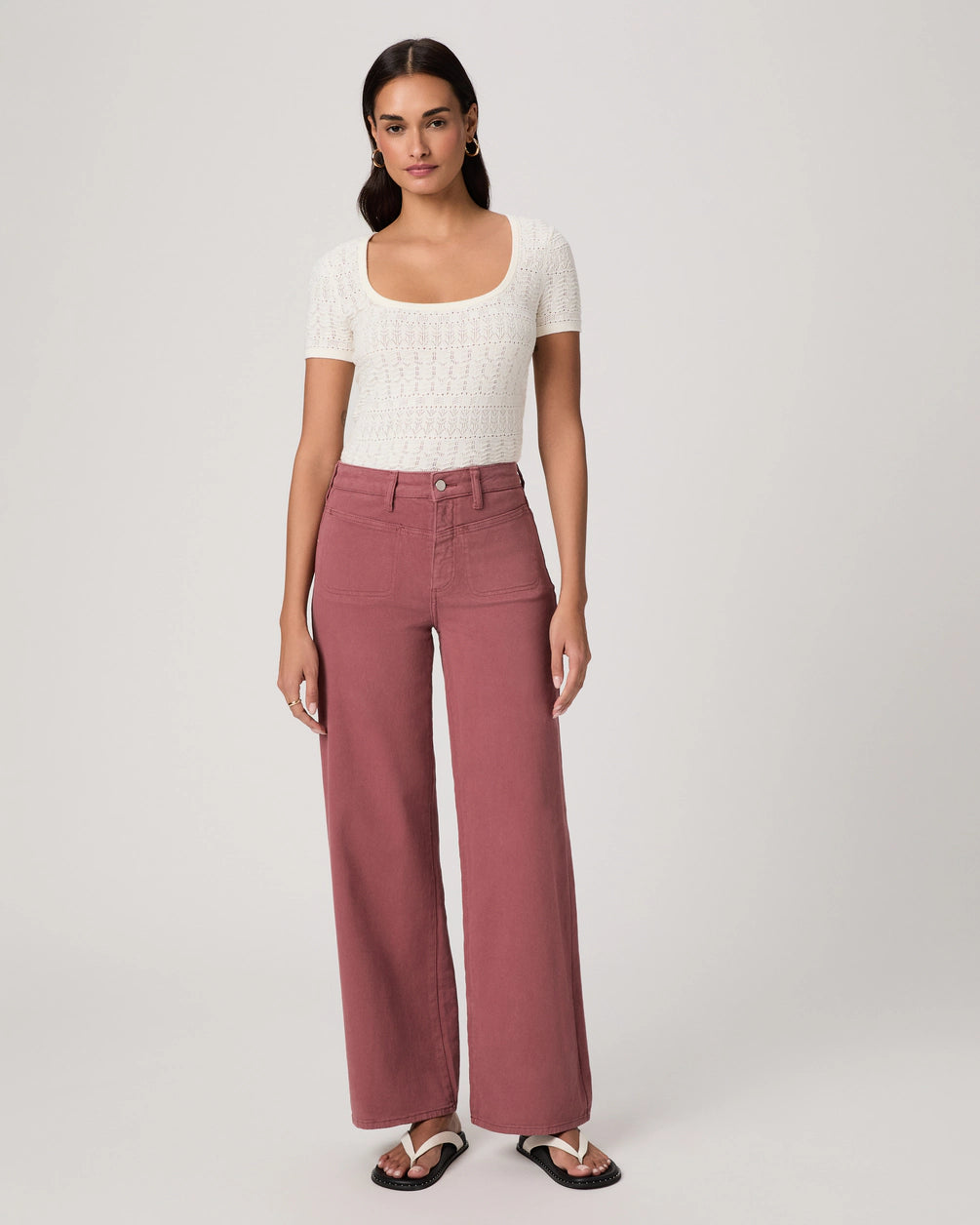 Paige anessa 31 wide leg jean - vintage brick berry