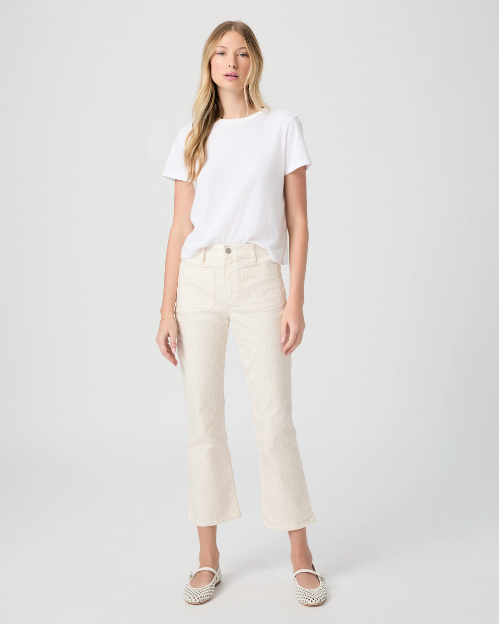 Paige mason crop bootcut jean - tonal stripe