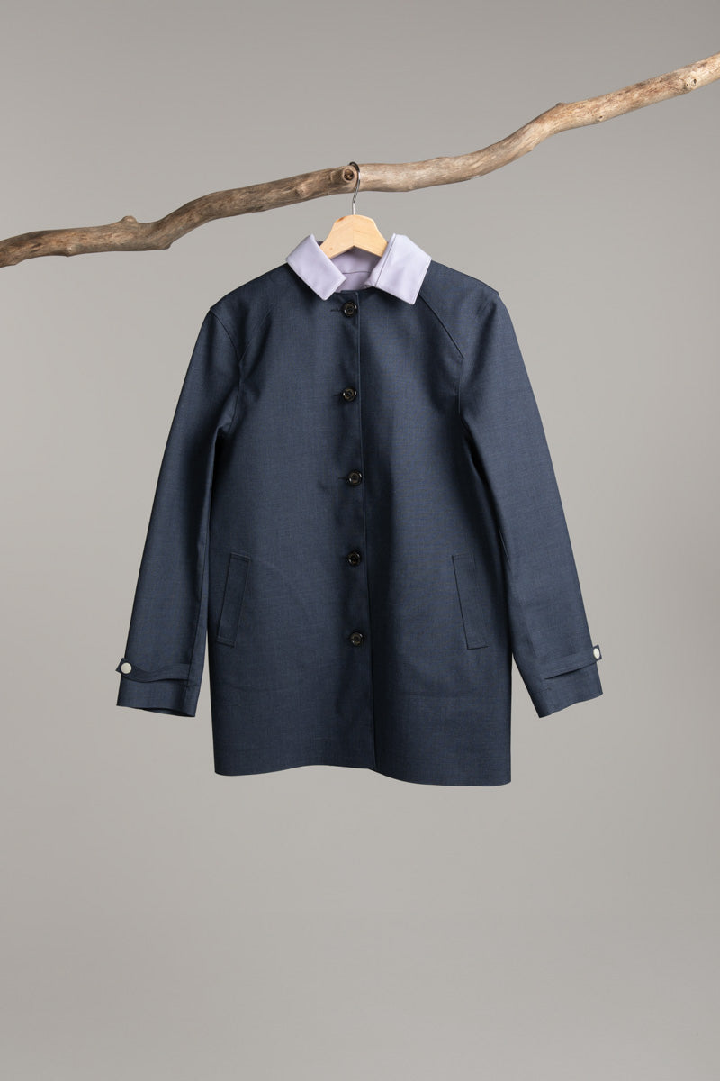3/4 length coat | denim / lilac Coat Hancock Archive