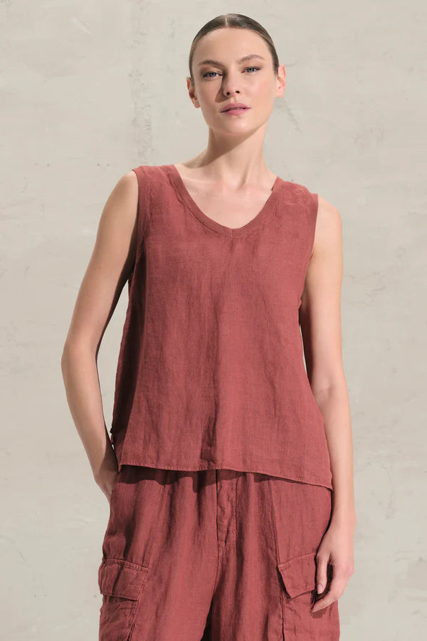 Transit Linen Vest with Viscose Voile Back
