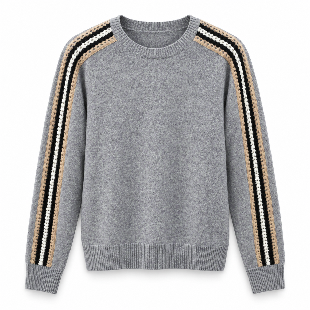 Autumn Cashmere jersey crew w/ chunky racing stripes