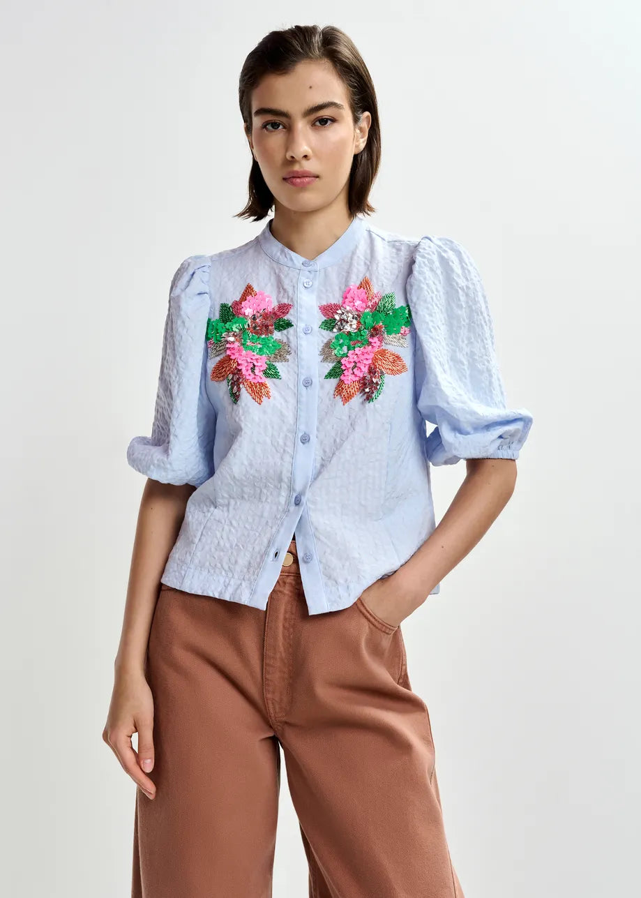 Essentiel antwerp jaiden embellished shirt with voluminous sleeves