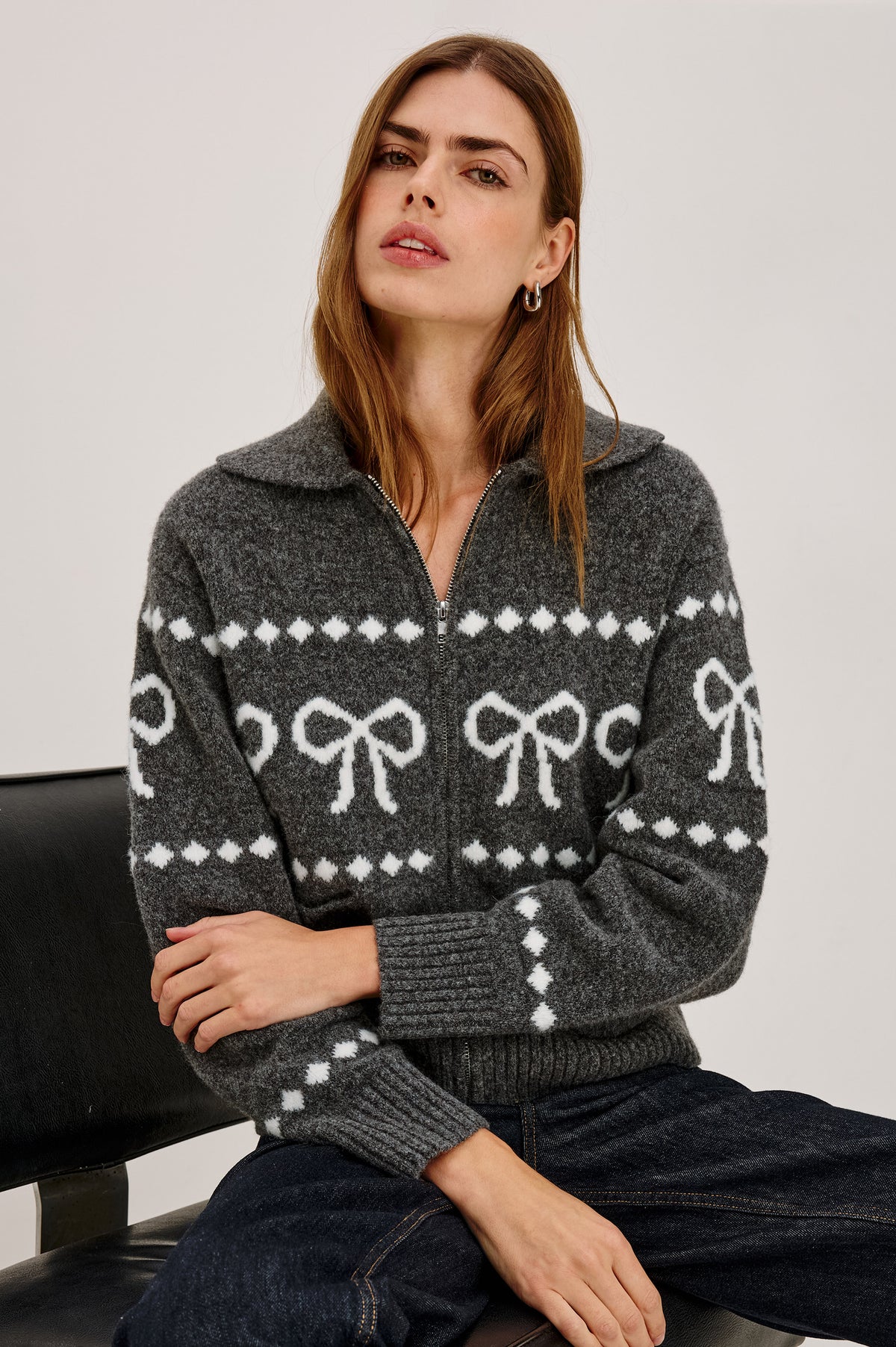 Rails rhea sweater - charcoal bows