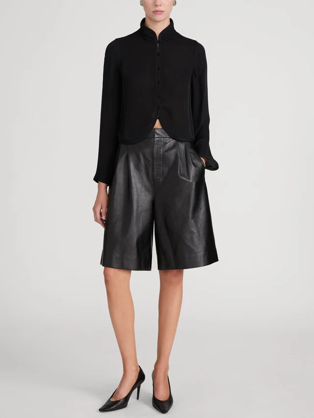Frame the silk salon top - black