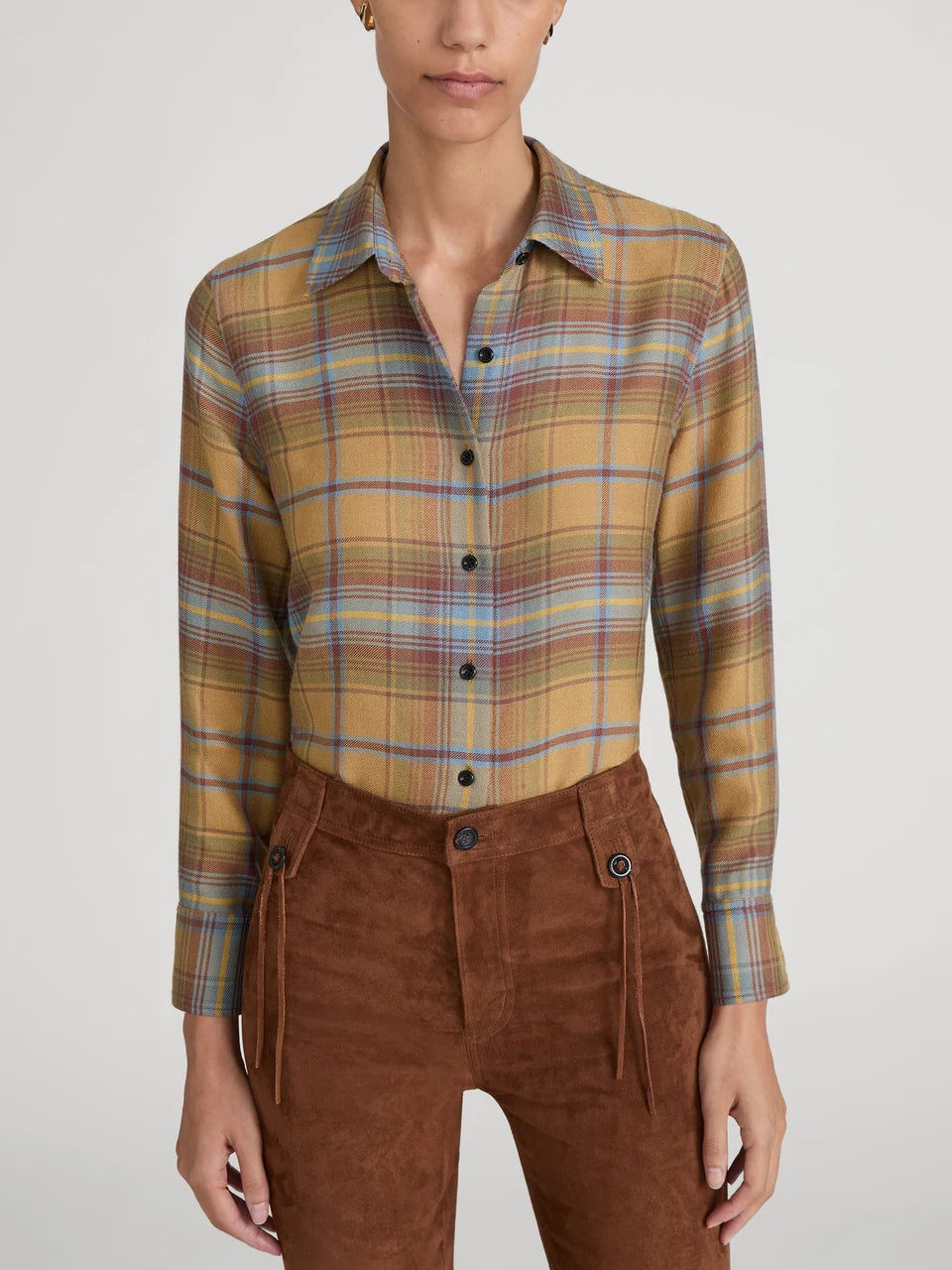 Frame the equestrian whitby shirt - camel plaid