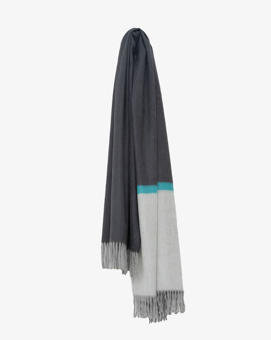 Arran borderland cashmere scarf - granite / teal Scarfs