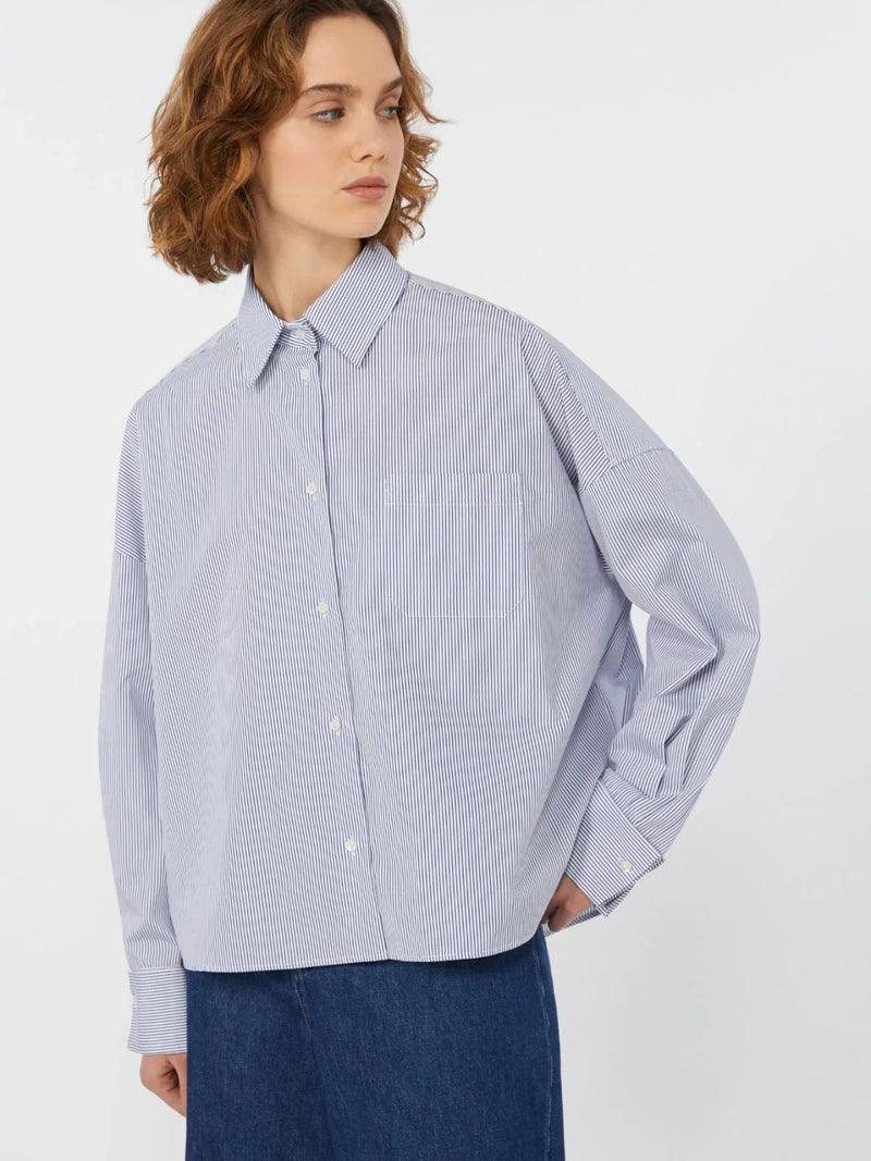 Arturo stripped cotton short - white / blue Shirts MaxMara