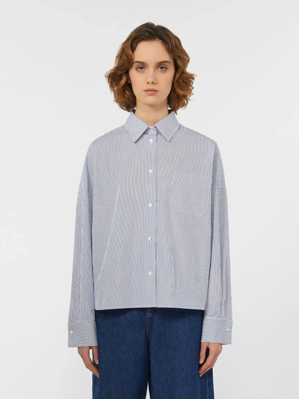 Arturo stripped cotton short - white / blue Shirts MaxMara