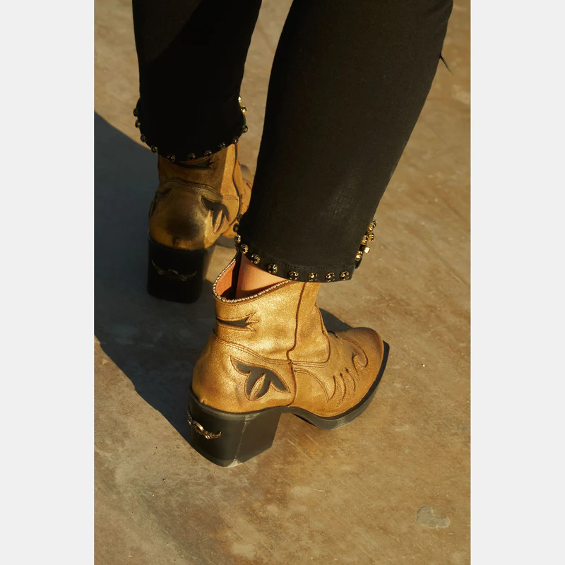 Atlanta suede and glitter ankle boot - gold Short Boots