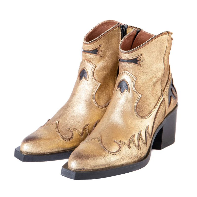 Atlanta suede and glitter ankle boot - gold Short Boots
