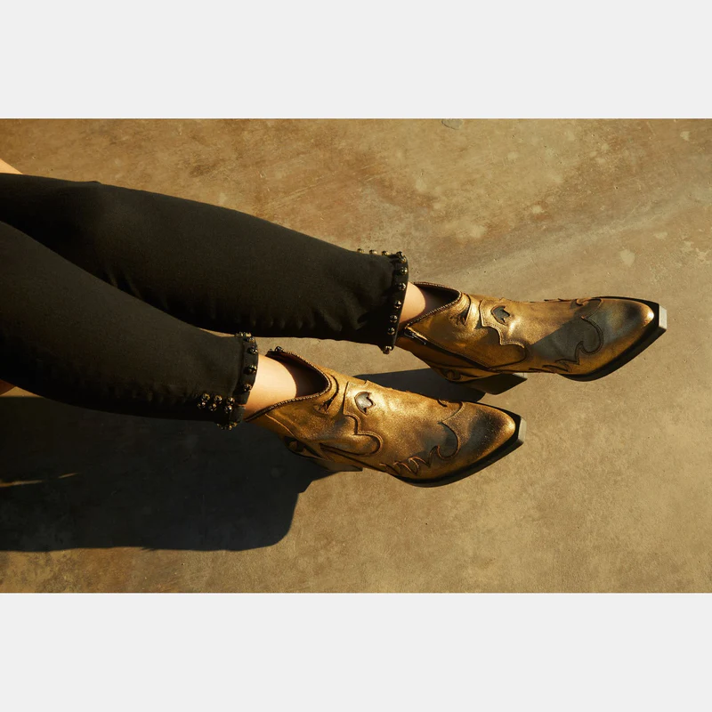Atlanta suede and glitter ankle boot - gold Short Boots