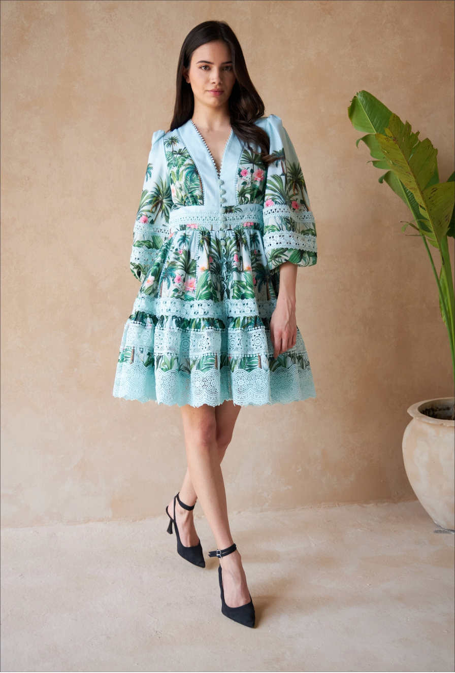 Bavarian linen dress - palm green Dresses INOA