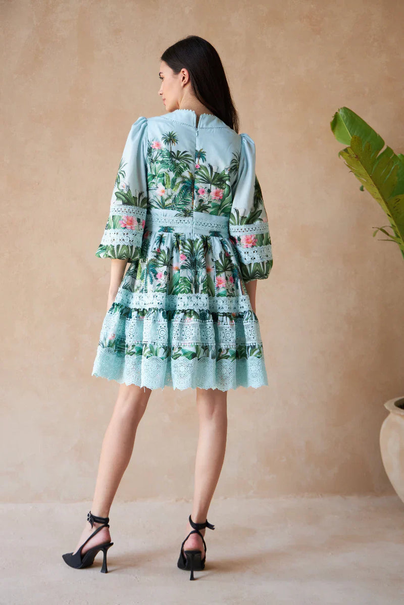 Bavarian linen dress - palm green Dresses INOA