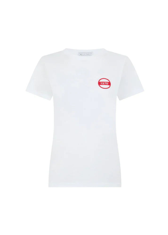 Bella freud 1970 badge classic t-shirt - white & red
