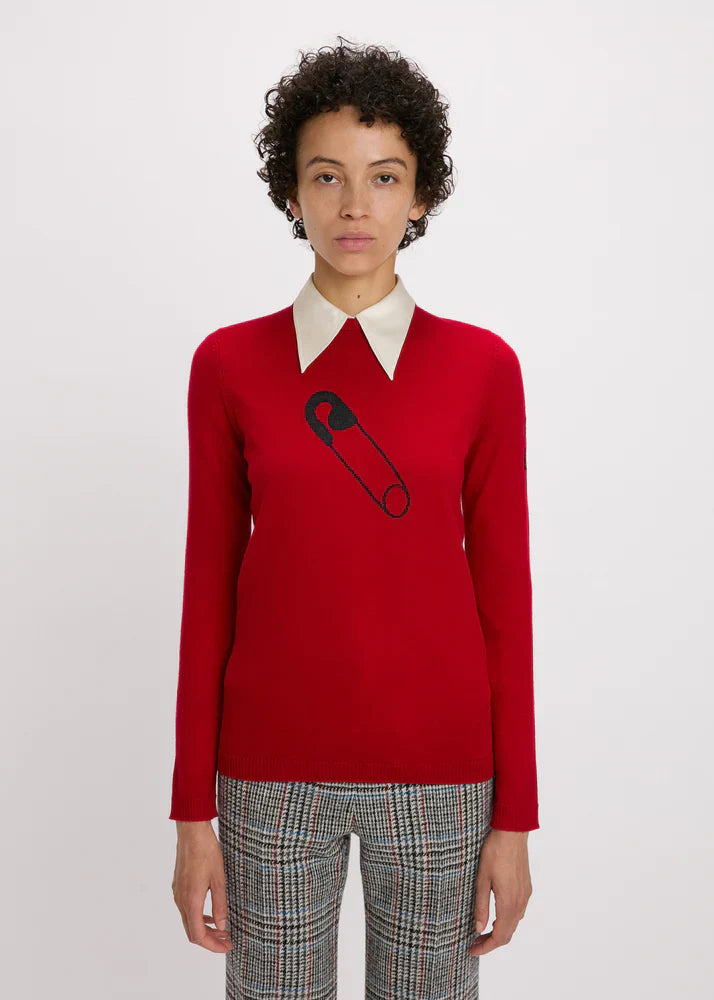 Bella freud safety pin jumper - red Knitwear Bella Freud