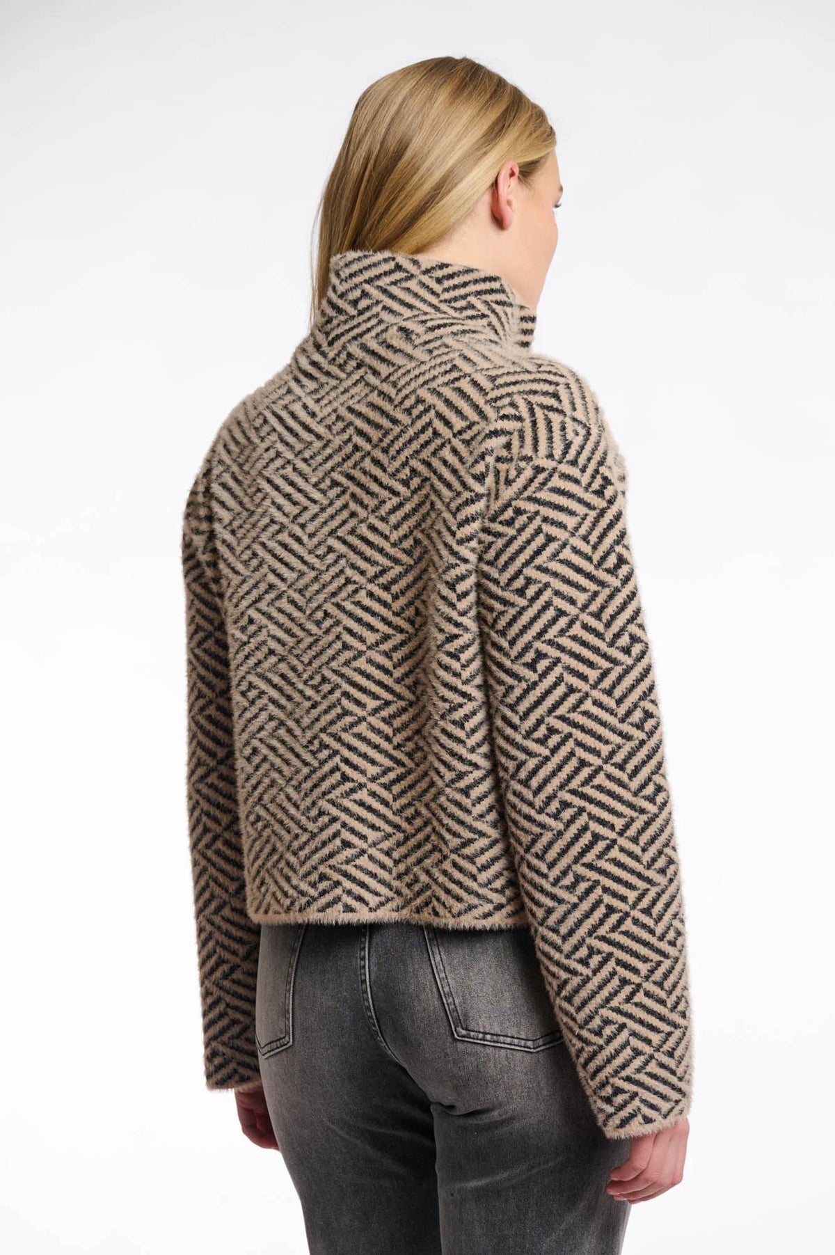 Beth short double breasted jacket - sand graphic Jackets