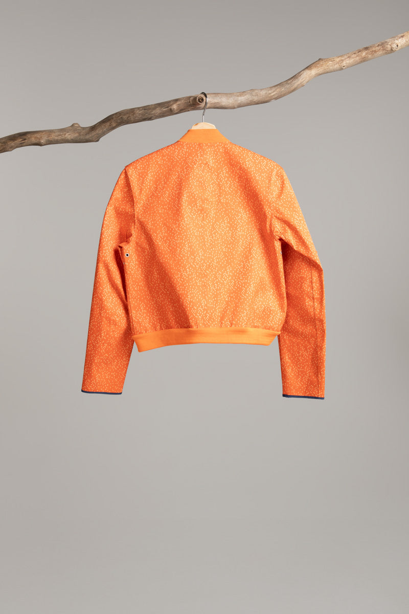 Bomber with sleeve pocket | orange liberty print Bomber