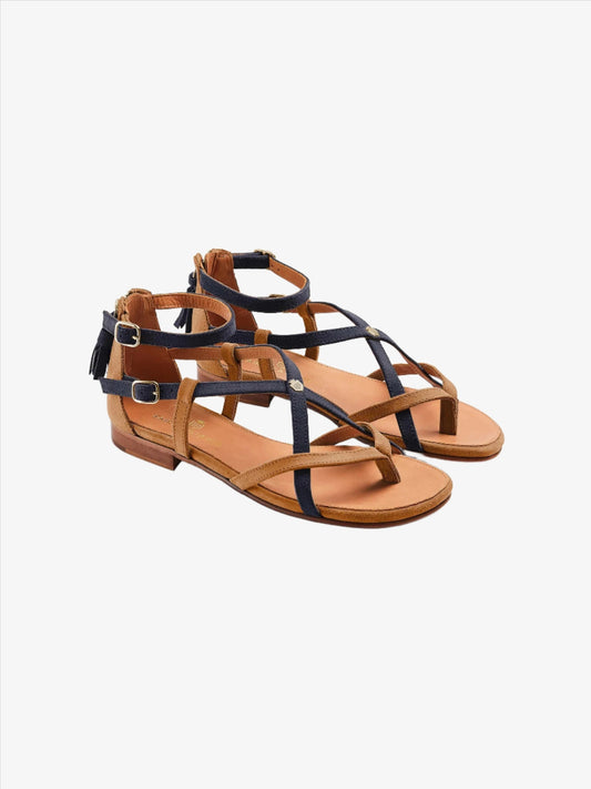 Brancaster sandal - tan / navy suede Shoes & Heels FAIRFAX