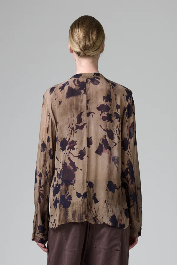 Cfdtrbf150 printed georgette shirt with gathers merlot