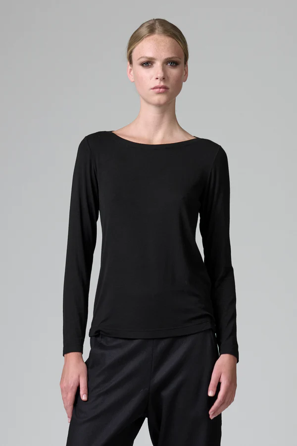 Cfdtrbi182 stretch jersey boat neck long sleeved t shirt