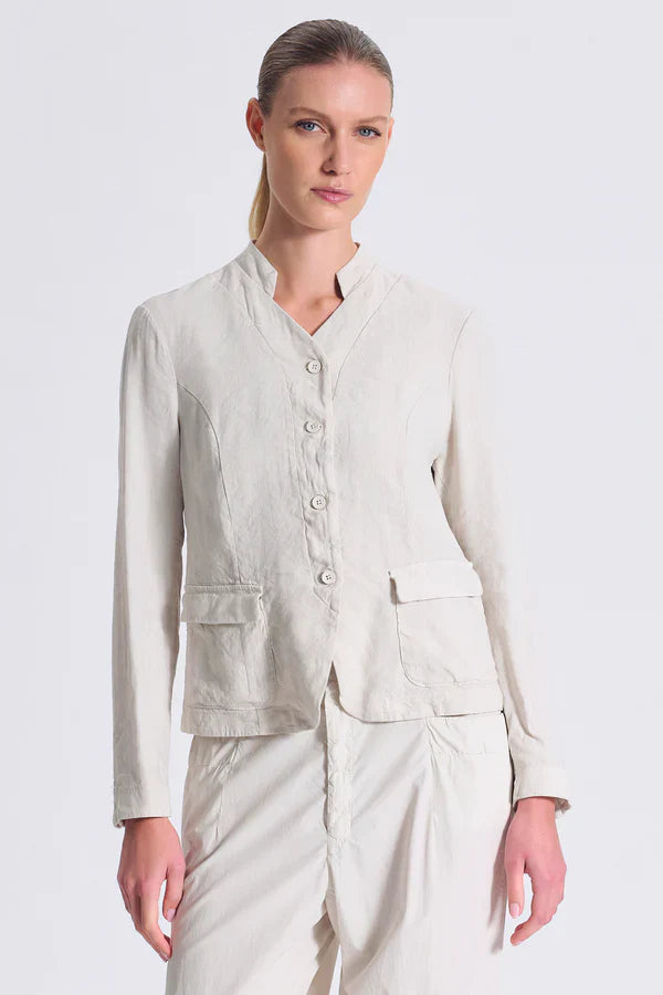 Cfdtrcc120 stretch linen and viscose jacket - chalk Jackets
