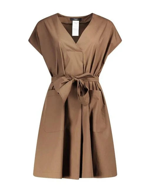 Cotton poplin short dress - coffee Dresses MaxMara - Weekend