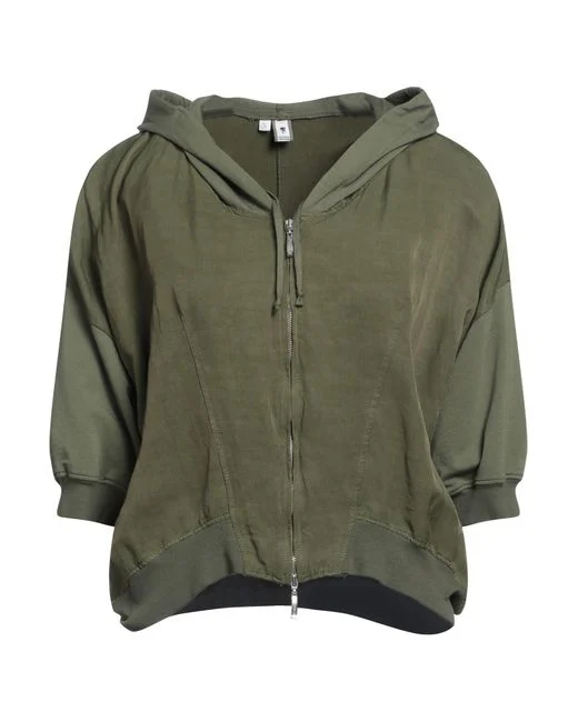 Cropped hooded track jacket - military green Hoodies