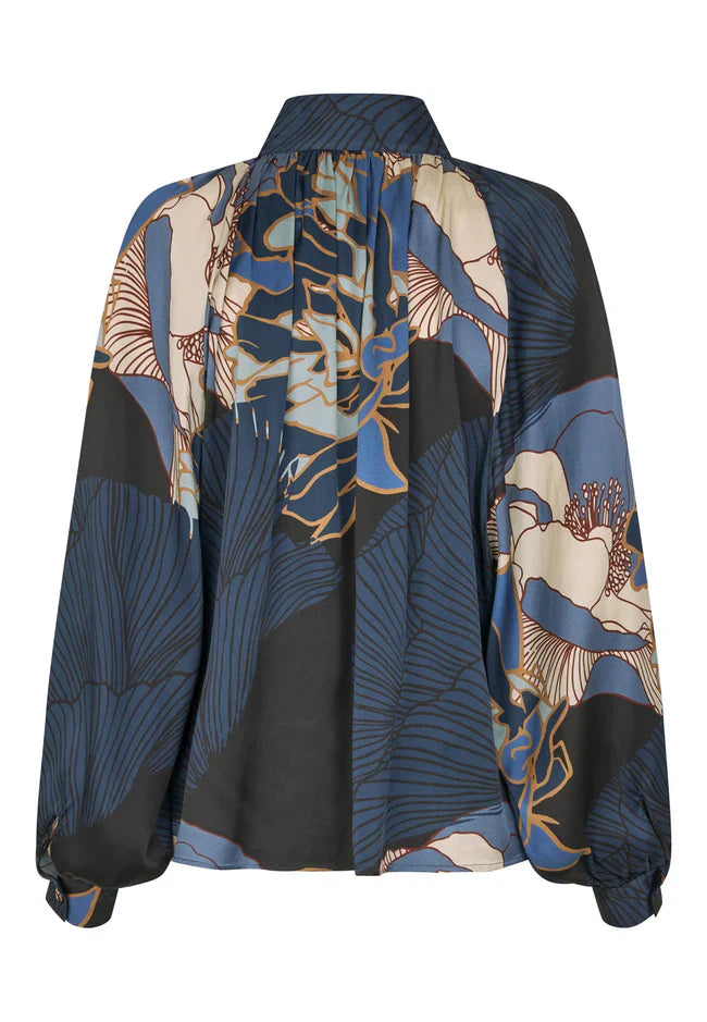Dea kudibal nita blouse with stand collar - alepidia blue