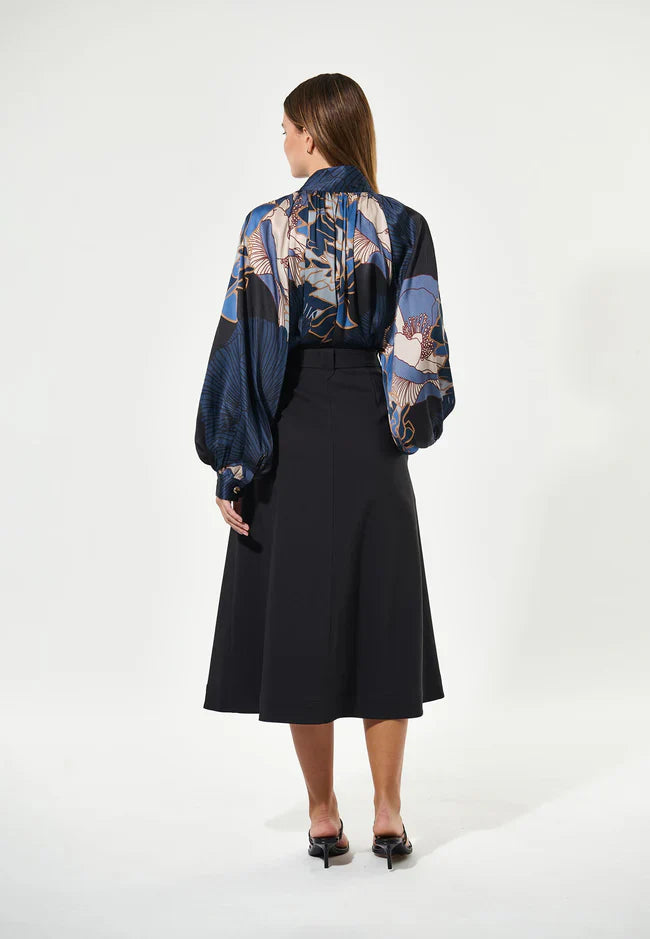 Dea kudibal nita blouse with stand collar - alepidia blue