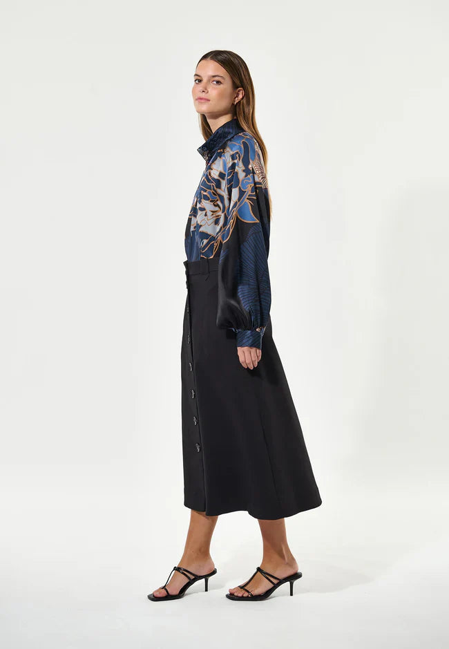 Dea kudibal nita blouse with stand collar - alepidia blue