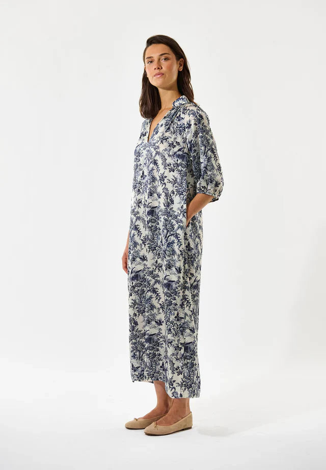Dea kudibal sabrina dress with v-neck - royal garden ink